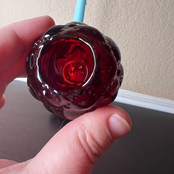 Vintage 1980's Beacon Hill Ruby Red Crystal Double Sided Candle Holder Pair - Picture 2 of 4